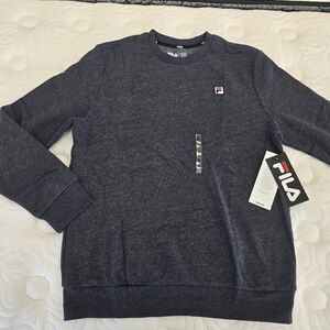 Fila Men's Charcoal Grey Crewneck Sweater W Embroidered F-patch Logo Size Small